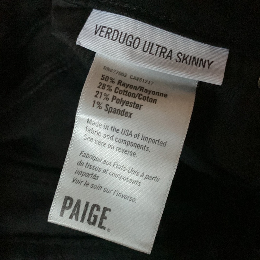Paige BLACK Stretch “Verdugo Ultra SKINNY” Jeans - Picture 5 of 12